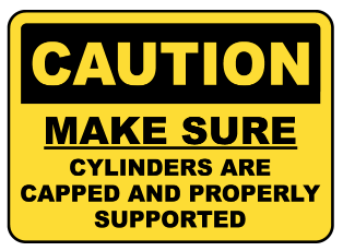 Caution : make sure cylinders are capped safety sign (CAU026)