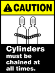 Caution : Cylinders must be chained safety sign (CAU028)