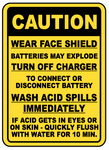 Caution wear face shield, batteries may explode safety sign (CAU054)