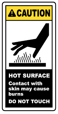 CAUTION:  Hot surface safety sign (CAU078)