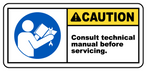 Caution Consult technical manual before servicing. safety sign (CAU085)