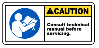 Caution : Consult technical manual before servicing. safety sign (CAU085)