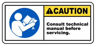 Caution Consult technical manual before servicing. safety sign (CAU085)
