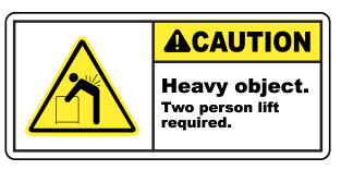 Caution : Heavy object.  Two person lift required. safety sign (CAU098)