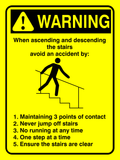 Warning : when ascending and descending stairs 3 point contact safety sign (CAU150)