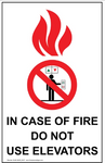 In case of fire do not use elevators safety sign (CAU112)