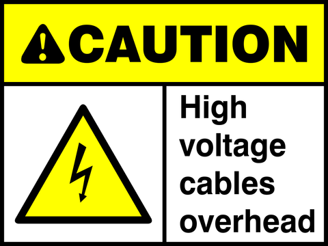 Caution : High voltage cables overhead safety sign (C56)