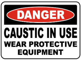 Danger : Caustic in use safety sign (DAN057)