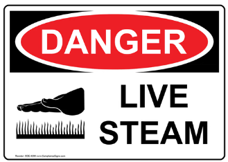 Danger : Live steam safety sign (DAN077)