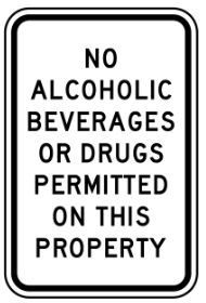 No alcoholic beverages or drugs permitted safety sign (DFA005)