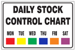 Daily stock control chart safety sign (FM52)