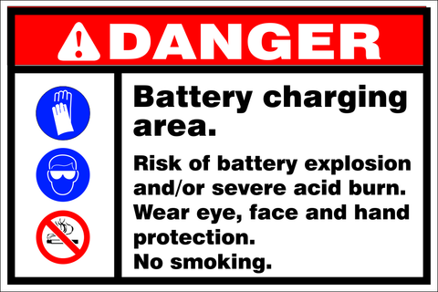Danger : Battery charging safety sign (DAN028)
