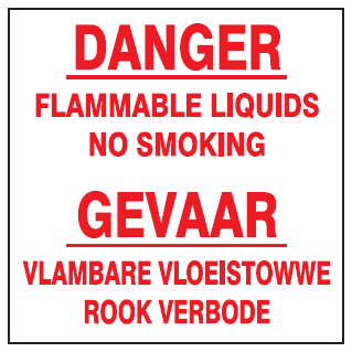 Danger Flammable Liquids No Smoking (2 languages) safety sign (FD5)