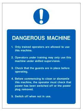 Dangerous machine safety sign (DM1)