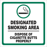 Designated Smoking area safety sign (DES02)