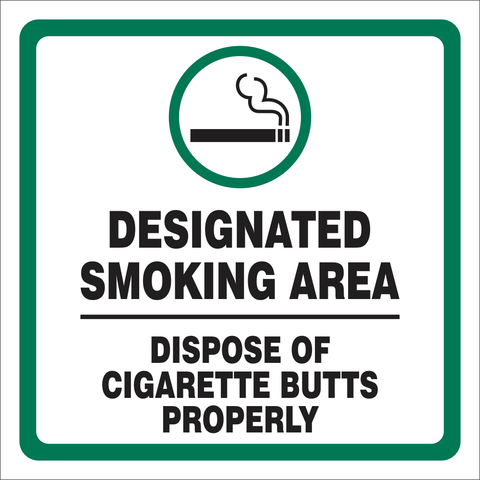 Designated Smoking area safety sign (DES02)