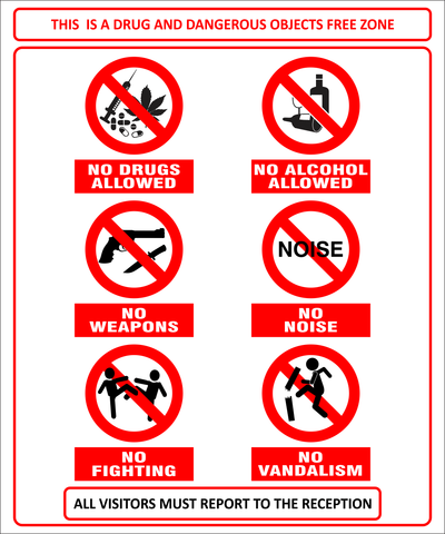 Drug and danger free zone safety sign (DFA001)