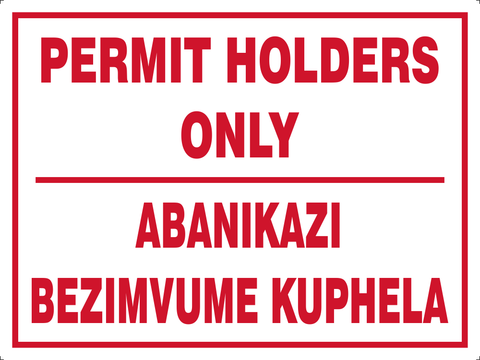 Permit holders - 2 Languages safety sign (EEC)