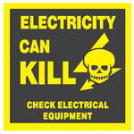 Electricity can kill check electrical equipment safety sign (EK19)