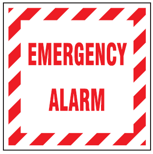 Emergency Alarm red border safety sign (FE9)