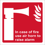 redandwhitesafetysign, use air horn to raise alarm. 