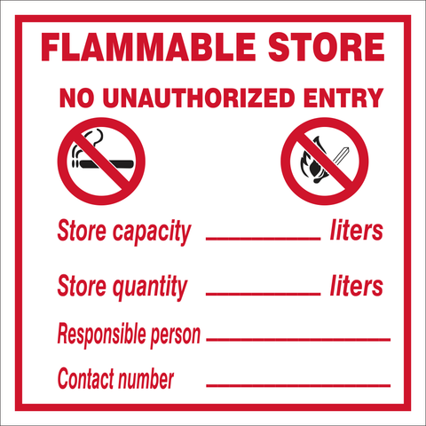 Flammable store , no unauthorized entry safety sign (M119)