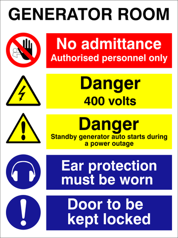 Generator Room safety sign  (EGE002)