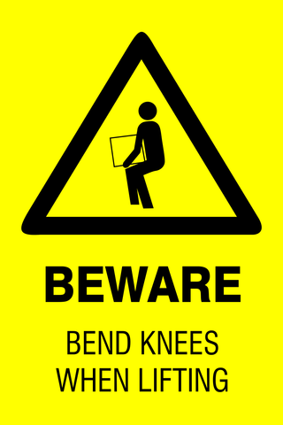 Beware : Bend knees when lifting safety sign (H152)
