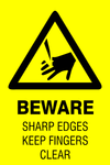 Beware : Sharp edges keep fingers clear safety sign (HW171)