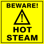 Beware : Hot steam safety sign (HW26)