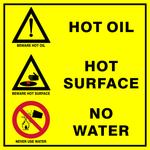 Hot oil, Hot Surface, No Water safety sign  (HW27)