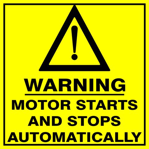 Warning : Motor starts and stops automatically safety sign  (HW38)