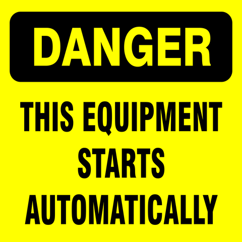 Danger : This equipment starts automatically safety sign (HW39)