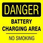 Danger : Battery charging safety sign (HW41)