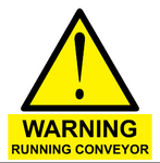Warning : Running Conveyor safety sign (HW70)