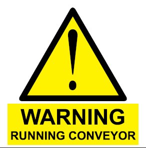 Warning Running Conveyor safety sign (HW70)
