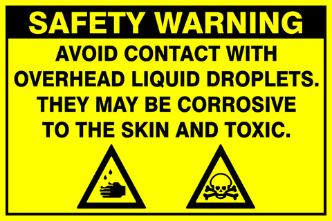 Safety Warning : Avoid contact with overhead liquid droplets safety sign (HW75)