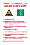On discovery/smell of leaking ammonia gas safety sign (HW92)
