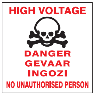 High Voltage (3languages) safety sign (EH9)