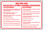 High risk area protective clothing changing procedures safety sign (M112A)