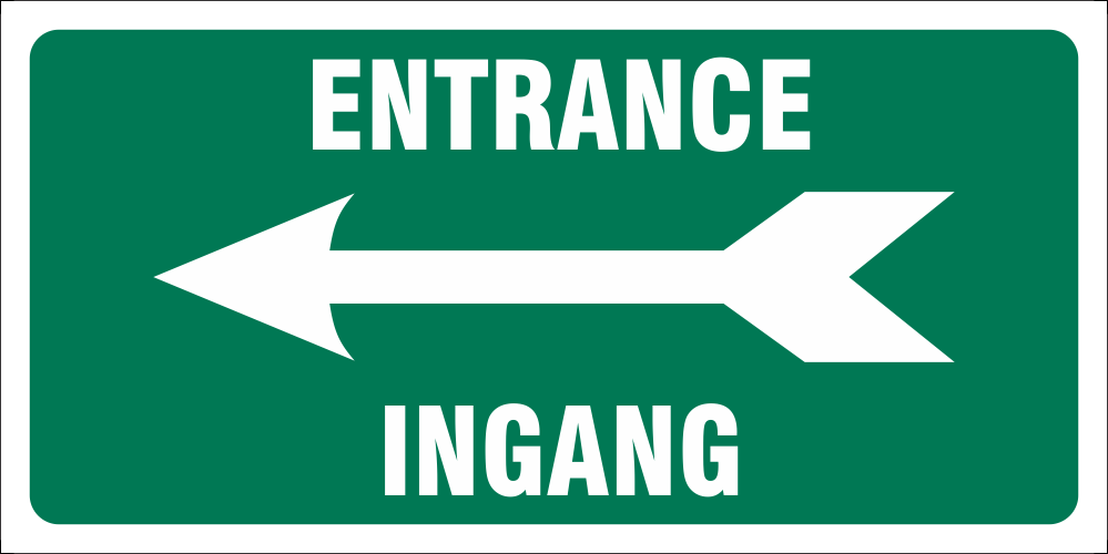 Entrance Left - 2 Languages safety sign (IN23A) | Safety Sign Online