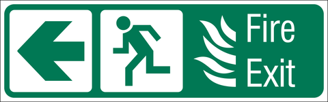 Arrow Left, Running man left with Fire Exit safety sign (IN44 L)