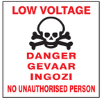 Low Voltage (3 Languages) safety sign (EV10)