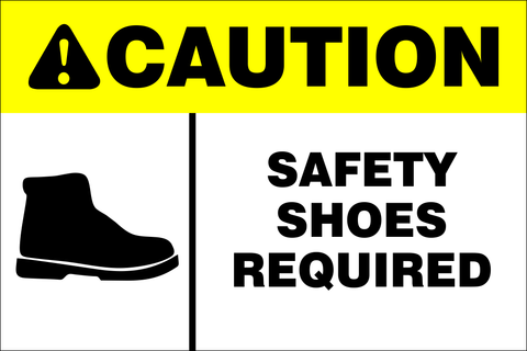Caution : Safety shoes required safety sign (MV007B)