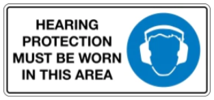 Hearing protection must be worn in this area  safety sign (MV032B)