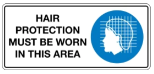 Hair protection must be worn in this area safety sign (MV035B)