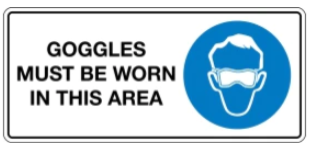 Goggles must be worn in this area safety sign (MV037B)