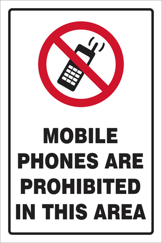 Mobile phones are prohibited safety sign (P20)