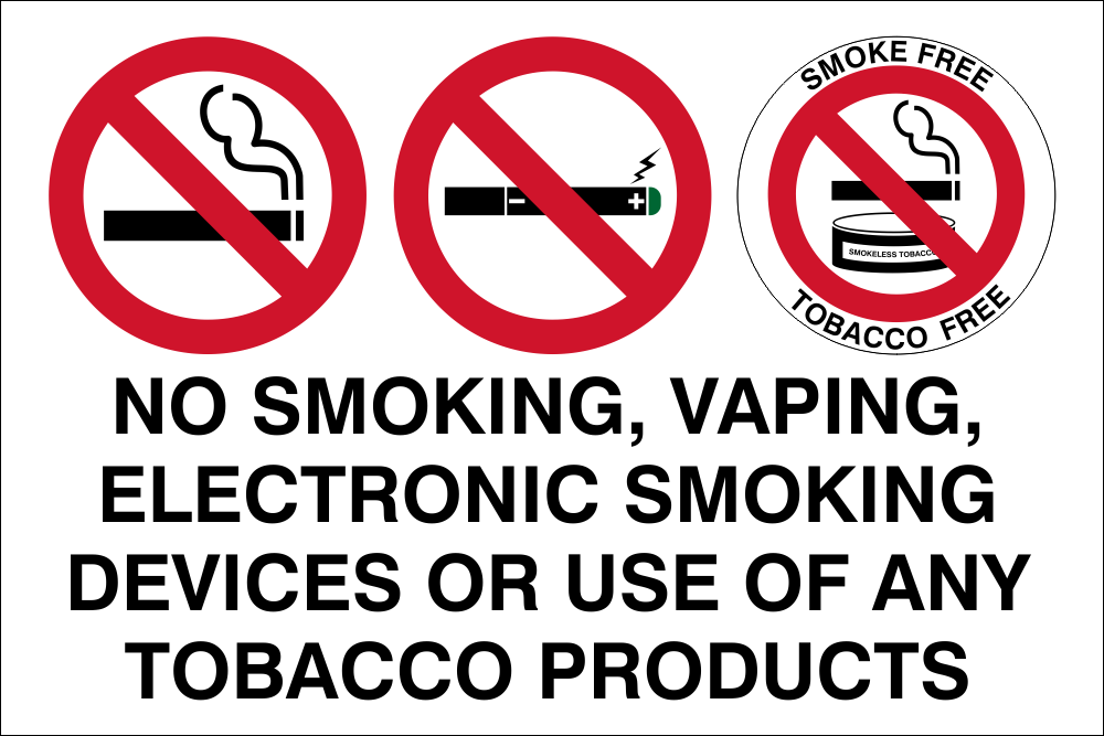 No smoking, vaping, electronic smoking devices safety sign (NS13)