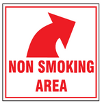 Non smoking area with directional arrow safety sign  (NS9)